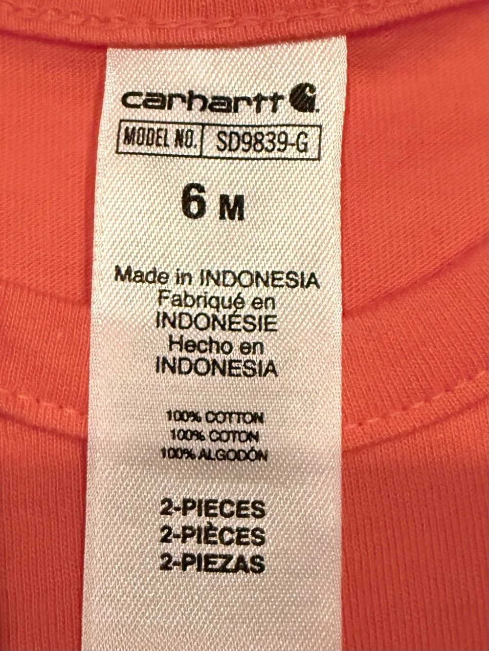 NWT Carhartt bundle of two girls size 6 months short sleeve onesies